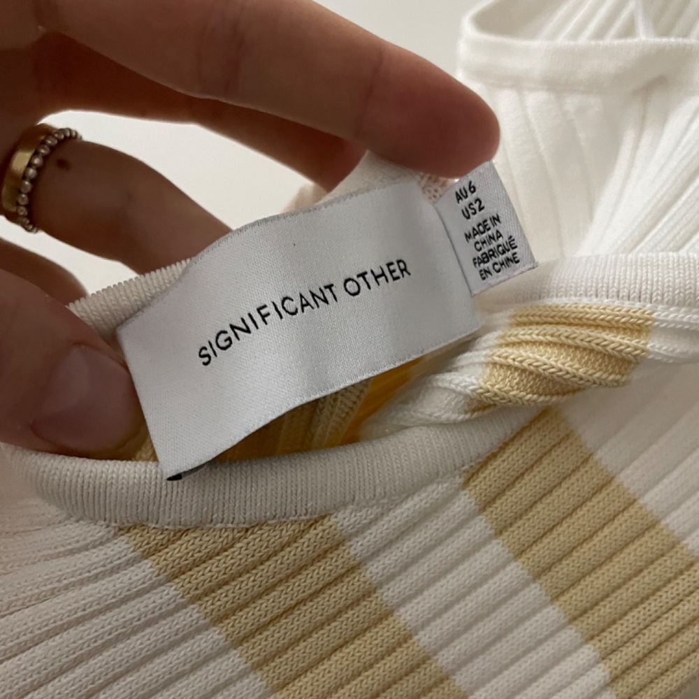 Significant Other Sage Maxi Dress Almond White Cream Stripe 2 XS Small Midi Tank - Picture 8 of 8